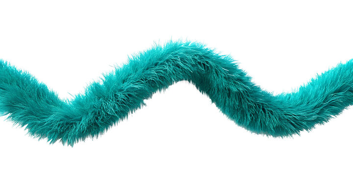 Turquoise blue fluffy marabou feather boa on a transparent background