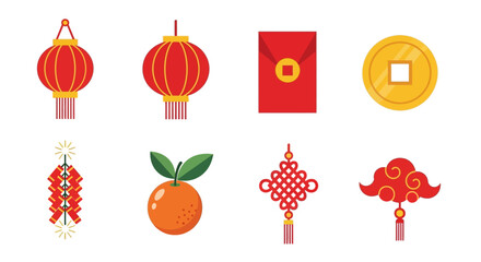 Chinese New Year decorations and symbols collection.