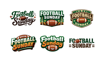 Obraz premium Football Lettering Art. Football Sunday. Set lettering. harmonious lettering variations of the same emblematic concept, each with different artistic