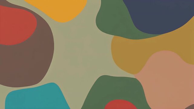 Abstract composition featuring organic shapes in a muted, earthy color palette.