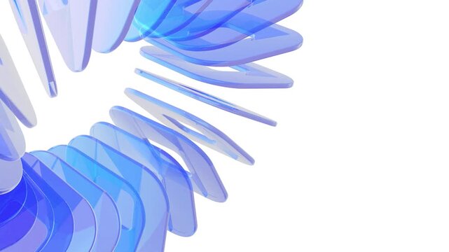 Blue glass effect 3d lopping animation on white background