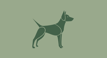 Minimalist Silhouette of a Standing Dog in Green.