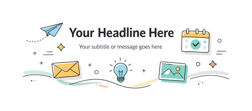 Minimal Email Header. Email header banner layout. A versatile header design with placeholder title text, subtitle and minimal background shapes, suitable for