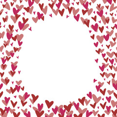 Heart Frame Background with Pink and Red Hand Drawn Hearts