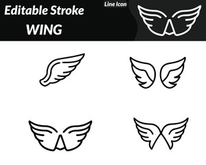 A simple modern wing icon with smooth rounded shapes minimal details. The wing is slightly curved upward made of layered. Feathers with soft edges give a friendly approachable look flat design style.