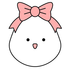 Simple Cute Chick with Pink Bow Illustration for Children's Designs