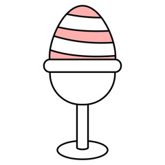 Simple Line Style Decorative Easter Egg in Egg Cup Illustration