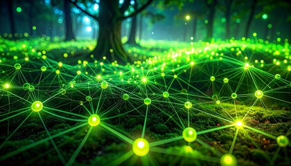 Interconnected Green Network in a Lush Forest Environment.