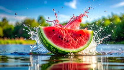 Watermelon Splash - A Refreshing Summer Treat in Natures Embrace.
