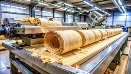 Woodworking lathe turning wood into a cylindrical shape.