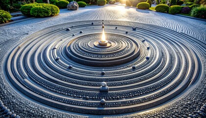 Zen Garden Serenity - A Circular Sandscape of Tranquility.