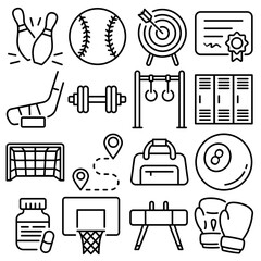 Sport Essentials Icon Set Outline Style (Part 3)