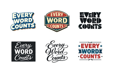 Fototapeta premium Creative Lettering Grid. Every word counts. Set lettering. harmonious lettering variations of the same emblematic concept, each with different artistic