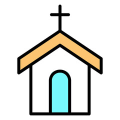 Simple Outline Residential Building with Arched Doorway Icon Home Structure