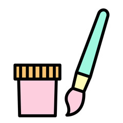 Simple Flat Style Paint and Brush Illustration for Creative Arts