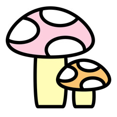 Simple Flat Style Fungi Cute Mushroom Illustration Design Element