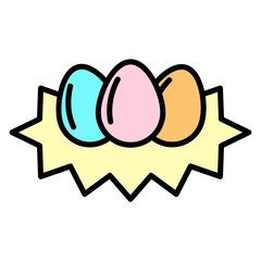 Modern Flat Design Easter Eggs in a Nest Illustration Icon
