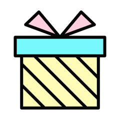 Geometric Minimalist Present Box with Ribbon and Striped Pattern Icon