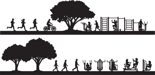 Diverse people engaging in outdoor sports and fitness activities in park also transparent background © Pixel With MH