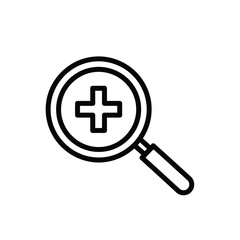 Obraz premium Magnifying glass with plus icon for zoom in navigation functionality