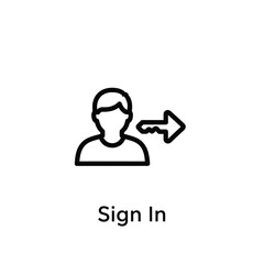Person icon with key and arrow, sign in or enter symbol