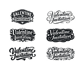 Fototapeta premium Vintage Valentine Typography. Vintage Valentine invitation typography. Set lettering. harmonious lettering variations of the same emblematic concept, each with