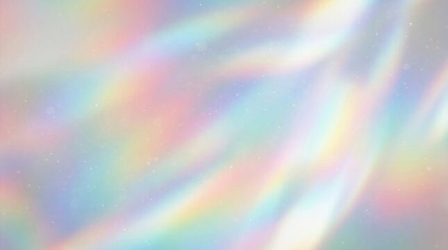 Holographic rainbow light effect with pastel colors and shimmering iridescent background texture