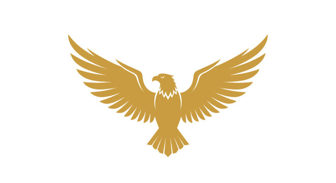 Majestic golden eagle symbol with wings spread wide, a powerful and elegant vector illustration representing freedom and strength