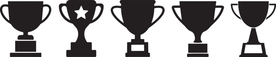 Obraz premium Symbol of Victory: A collection of elegantly crafted trophy silhouettes, symbols of honor, success and achievement.
