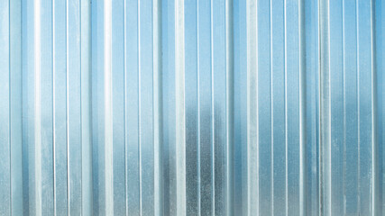 New silver trapezoidal galvanized steel profile sheet closeup