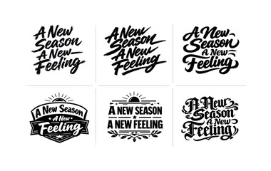 Obraz premium Seasonal Lettering Variations. A new season a new feeling. Set lettering. harmonious lettering variations of the same emblematic concept, each with different