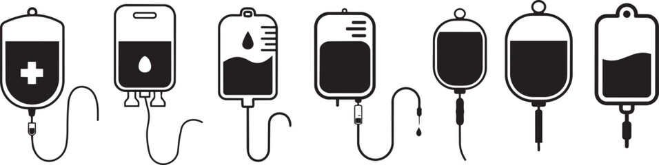 Obraz premium Medical Aid: The image presents a row of blood bags, symbolizing medical aid. The bags are filled with fluids for transfusion, highlighting health and care.