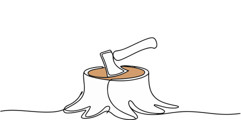 Minimalist Hand Drawn Logging or Woodcutting Icon