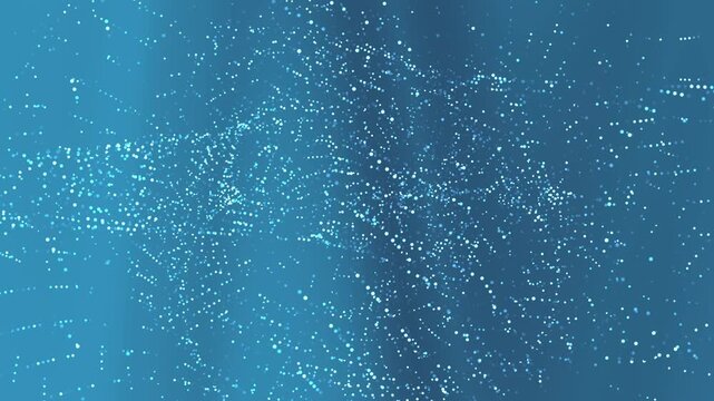 Animated blue particle network forming a swirling point cloud and mesh background ideal for technology data visualization and abstract motion projects.
