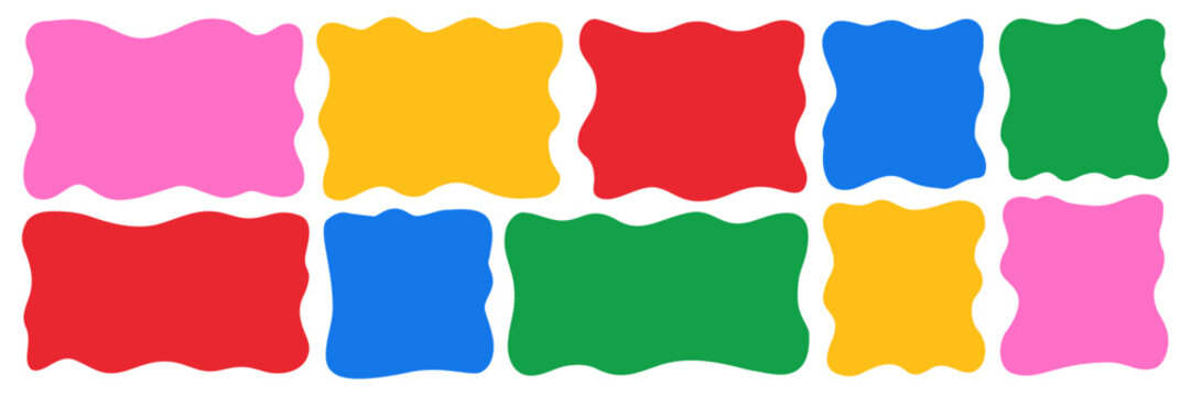 A set of hand-drawn geometric wavy rectangles suitable for text templates and creative tasks.