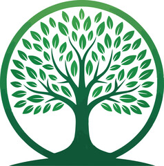 Obraz premium Tree and roots vector, tree with round shape