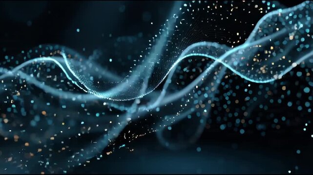 Abstract Blue Light Waves and Particles Flowing in Darkness.