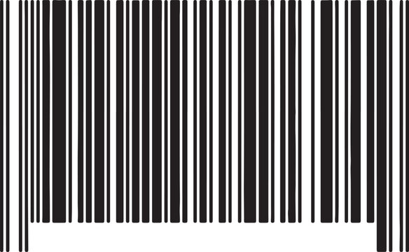 Black and white barcode with vertical stripes also transparent background pattern