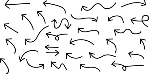 A collection of hand drawn arrows and squiggles on a white background