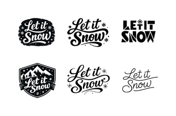 Fototapeta premium Snowy Lettering Variations. Snowy aesthetic mood. Set lettering. harmonious lettering variations of the same emblematic concept, each with different artistic
