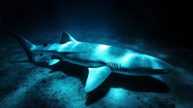 greenland shark (Somniosus microcephalus) gliding through the deep cold coastal fjords of Greenland video