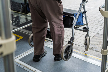 Barcelona Spain January 28 2026 Person with walker boarding a bus © Manuel