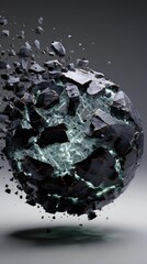 Fototapeta premium Cinematic explosion of a stellar artifact in deep space, abstract 3D render of cosmic energy discharge