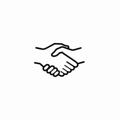 Fototapeta premium Minimalistic Black and White Line Drawing of Two Hands in a Handshake Symbolizing Agreement, Partnership, and Cooperation on a White Background