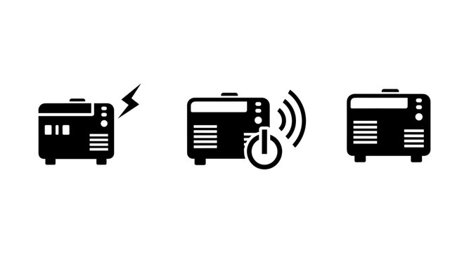 Portable generator icons showing power, on/off, and standby modes