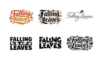 Obraz premium Creative Lettering Designs. Falling Leaves. Set lettering. harmonious lettering variations of the same emblematic concept, each with different artistic