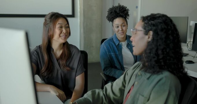 Business women Dynamic Group Discussion in Office Meeting