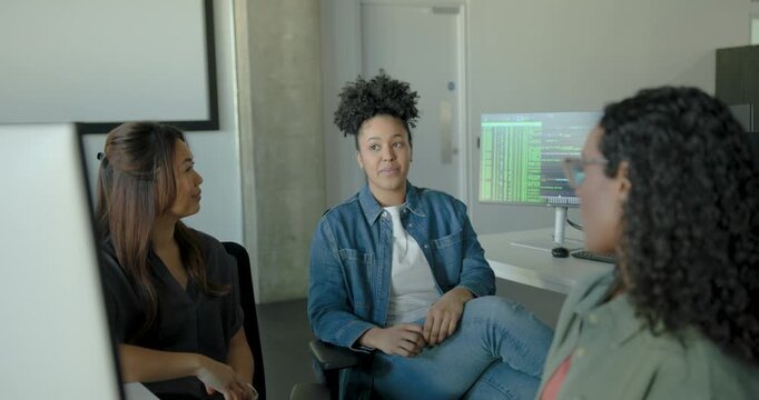 Business women Dynamic Group Discussion in Office Meeting