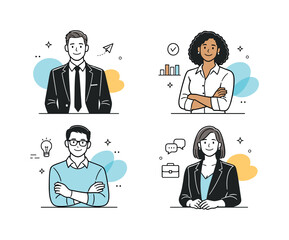 Fototapeta premium Diverse Business Portraits. Portraits of diverse business professionals. A calm half-body portrait of a professional standing confidently, simple posture and