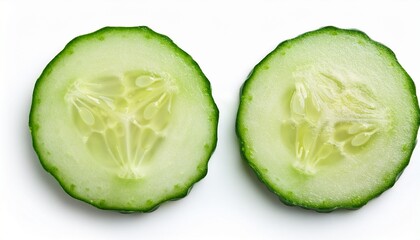 Fresh Cucumber Slice Isolated On White Background